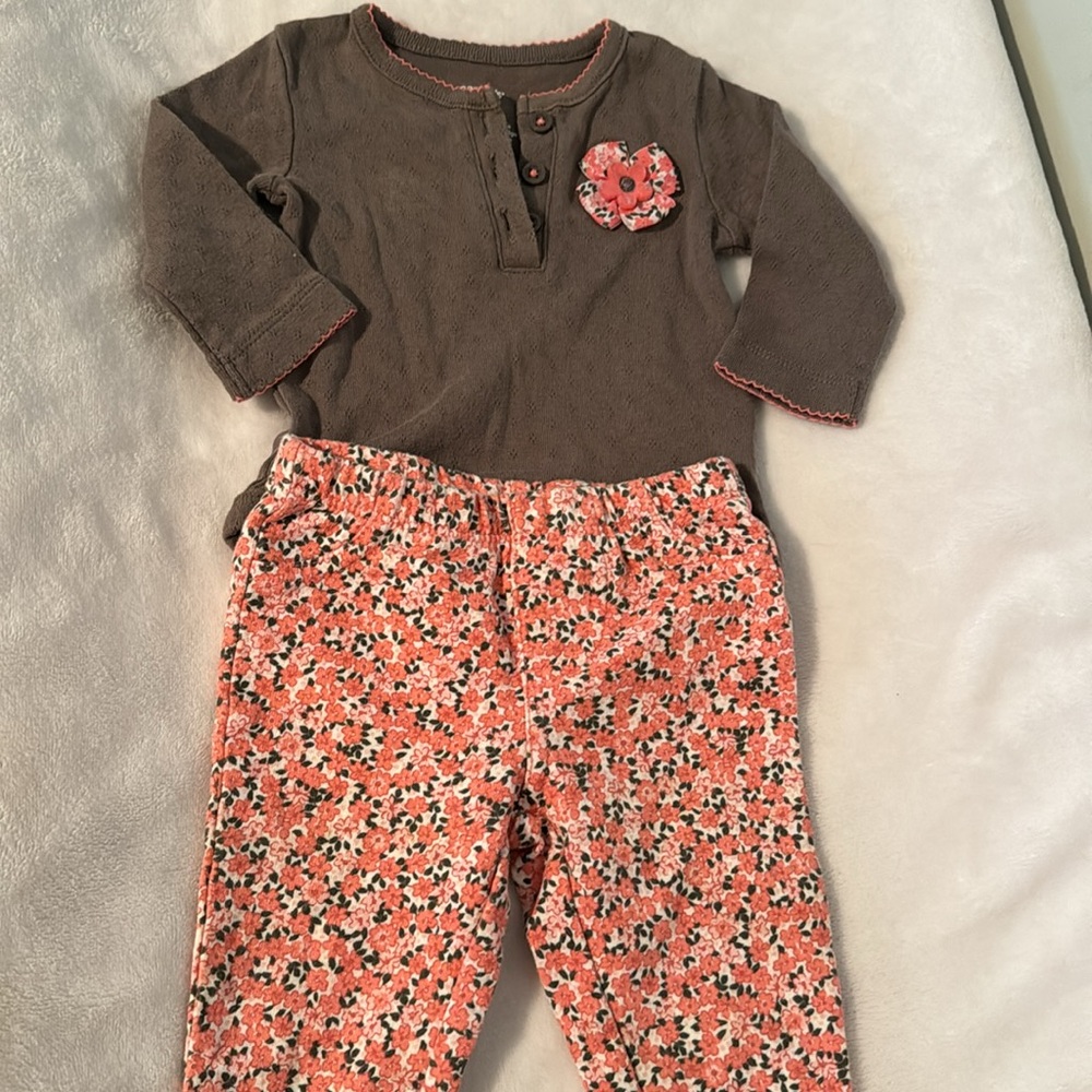 Baby Spring Outfit with Floral Pants matching set 3 months